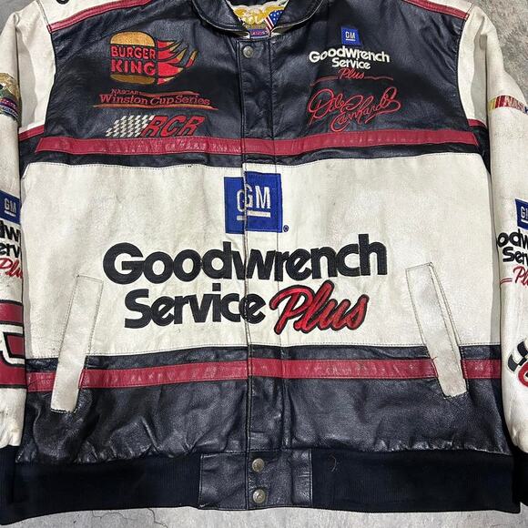 Vintage 90s Dale Earnhardt Sr Leather Jacket Jeff Hamilton brand size XL - Picture 2 of 7